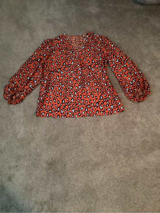Trend Setter Diva Boutique Tops - Trend Setter Diva Boutique Orange Leopard Print Peasant Blouse